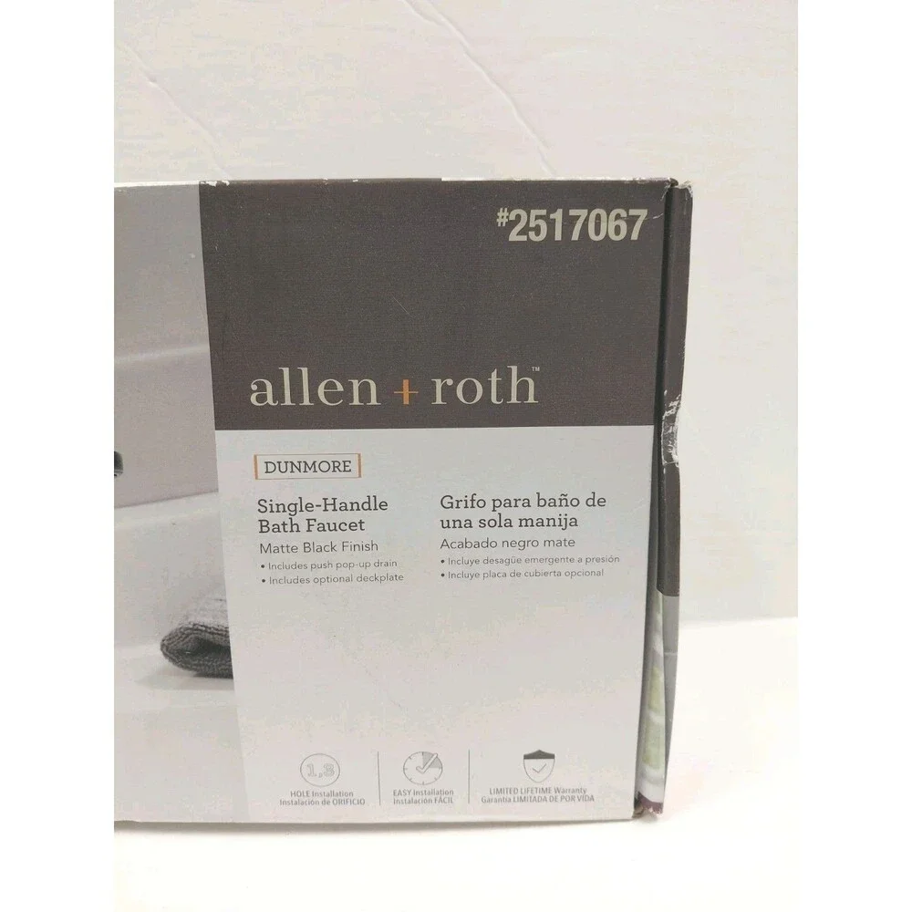 Allen + Roth Dunmore Matte Black Single Handle 1-Handle Bath Faucet *New*